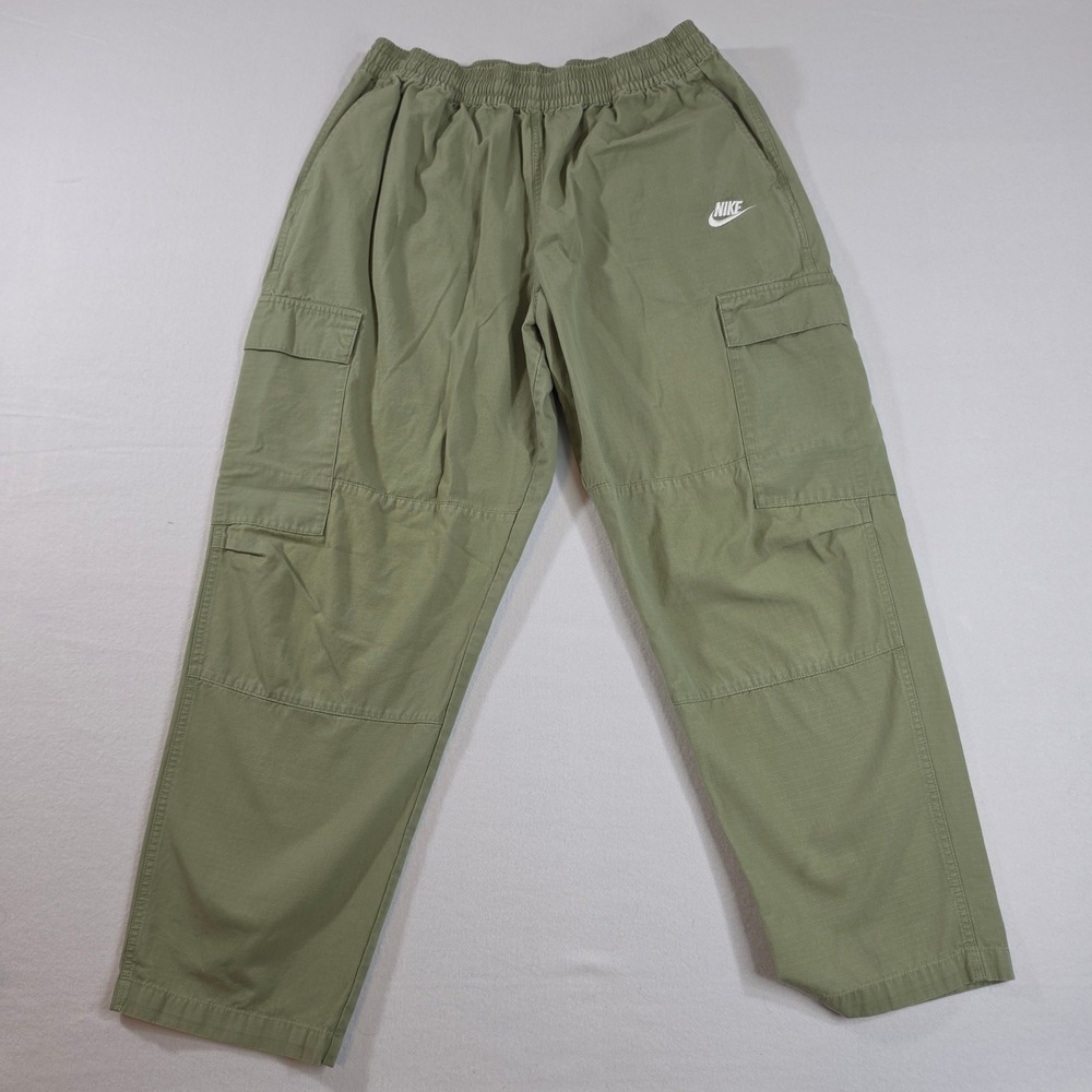 Nike Sportswear Cargo Pants Olive Green Cotton Womens Size Large DJ0386 - Picture 2 of 12